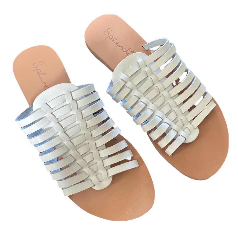 Splendid Talula Ivory Multi Strap Woven Huarache Slide Leather Sandals NEW 7 - Picture 4 of 10